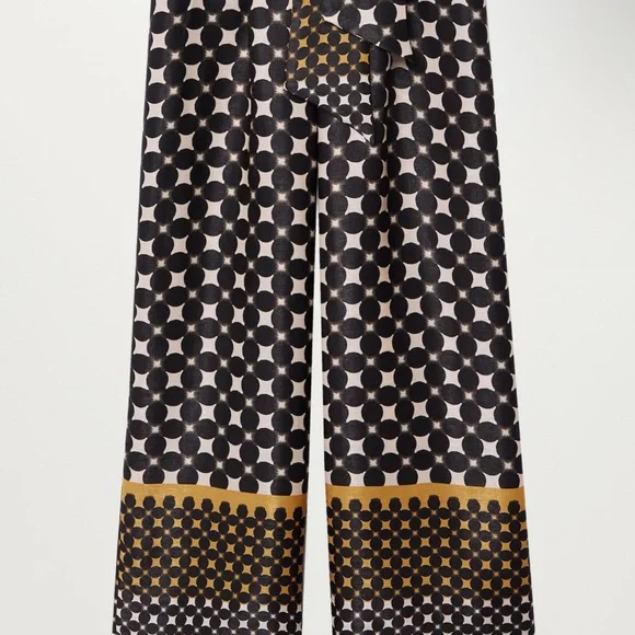Mango geometric wide leg satin pants - Picture 2 of 3
